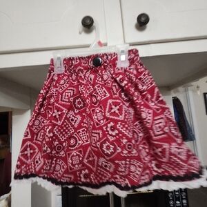 Charming Red Patterned Kids Skirt